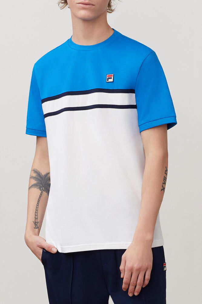 Fila T-Shirt Mens Blue/White - Baldi - Philippines 4150239-TS